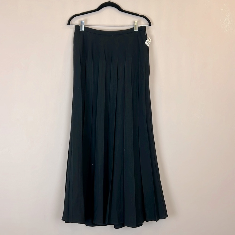 Talbots Midi Wool Pleated Black Skirt Size 8